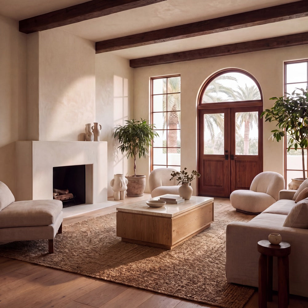 Safavieh - Alysandria Rectangle Travertine Top Coffee Table / Brown Oak / Travertine - SFV2251B view 2