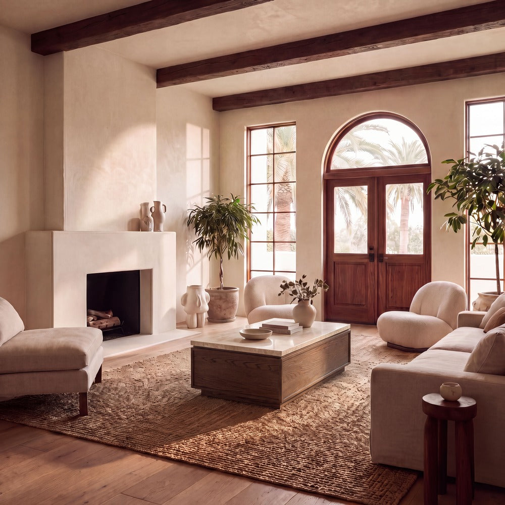 Safavieh - Alysandria Rectangle Travertine Top Coffee Table / Dark Brown Oak / Travertine - SFV2251A view 2