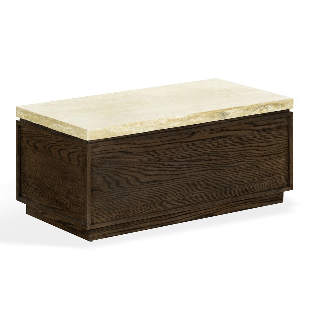 Safavieh - Alysandria Rectangle Travertine Top Coffee Table / Dark Brown Oak / Travertine - SFV2251A view 3