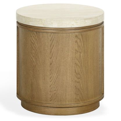 Safavieh - Alysandria Round Travertine Top Accent Table / Brown Oak / Travertine - SFV2252B view 1