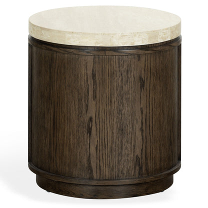 Safavieh - Alysandria Round Travertine Top Accent Table / Dark Brown Oak / Travertine - SFV2252A view 1