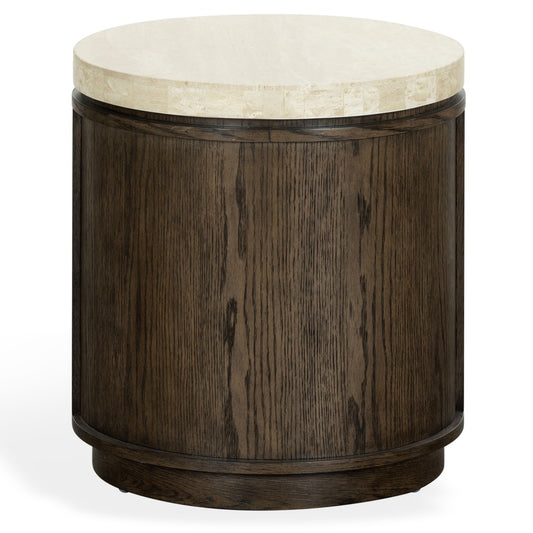 Safavieh - Alysandria Round Travertine Top Accent Table / Dark Brown Oak / Travertine - SFV2252A view 1