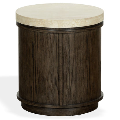 Safavieh - Alysandria Round Travertine Top Accent Table / Dark Brown Oak / Travertine - SFV2252A view 3