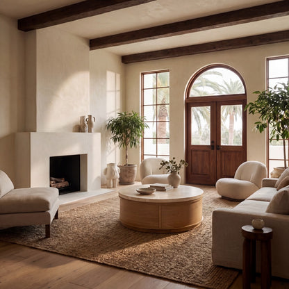Safavieh - Alysandria Round Travertine Top Coffee Table / Brown Oak / Travertine - SFV2253B view 2
