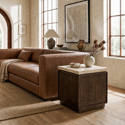 Safavieh - Alysandria Square Travertine Top Accent Table / Dark Brown Oak / Travertine - SFV2250A view 2