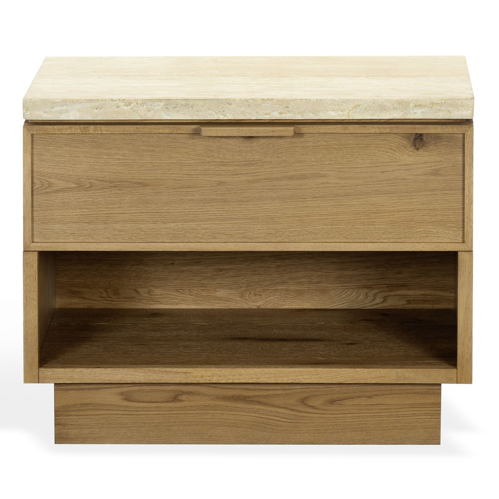 Safavieh - Alysandria Travertine Top 1 Drawer Nightstand / Brown Oak / Travertine - SFV2254B view 1