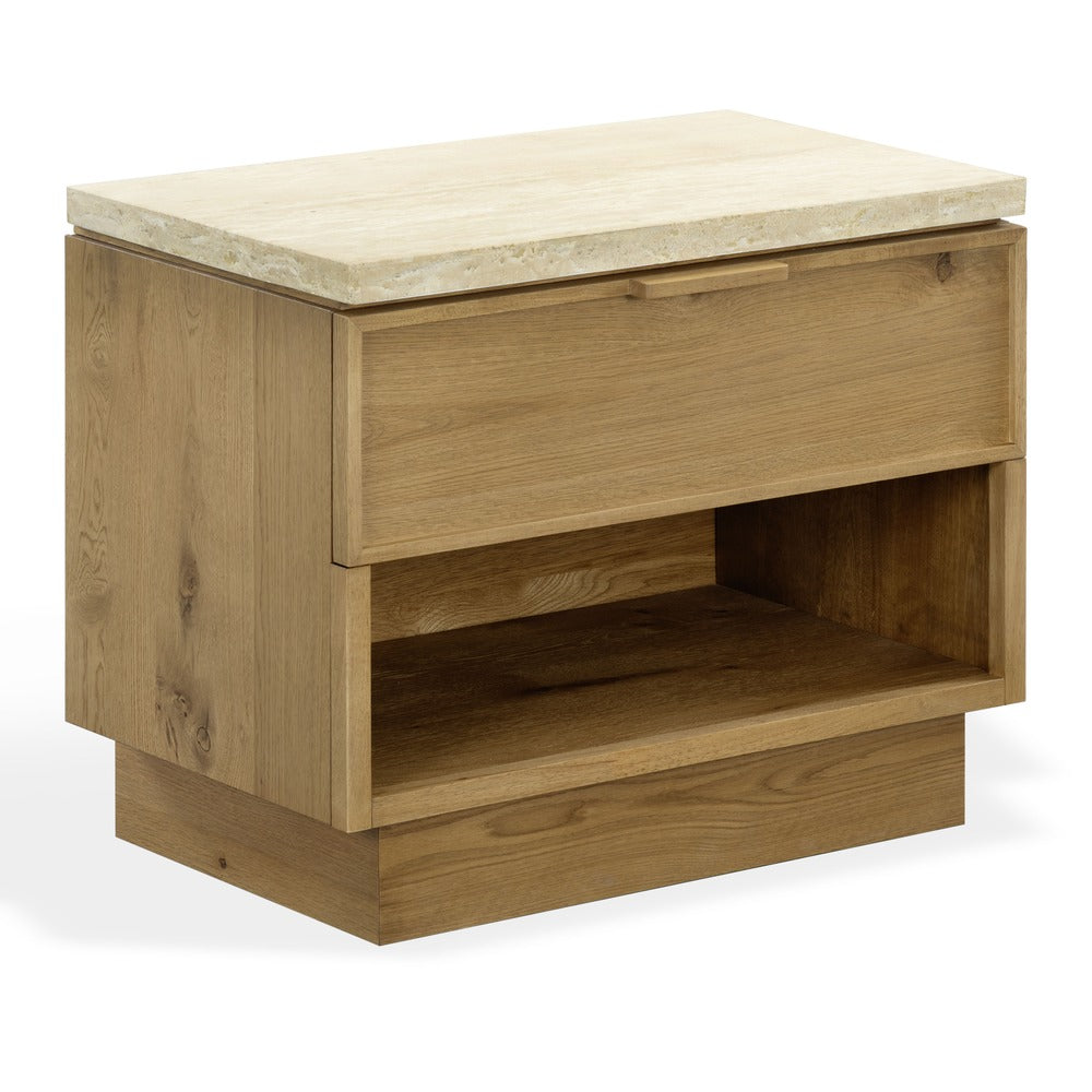 Safavieh - Alysandria Travertine Top 1 Drawer Nightstand / Brown Oak / Travertine - SFV2254B view 3