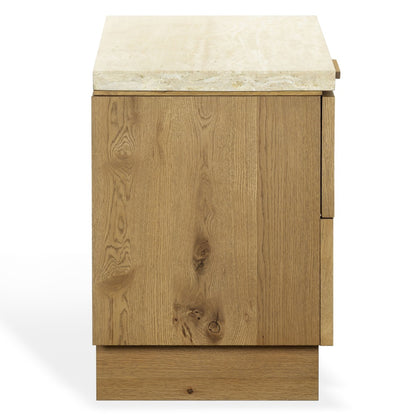 Safavieh - Alysandria Travertine Top 1 Drawer Nightstand / Brown Oak / Travertine - SFV2254B view 4