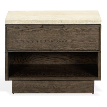 Safavieh - Alysandria Travertine Top 1 Drawer Nightstand / Dark Brown Oak / Travertine - SFV2254A view 1