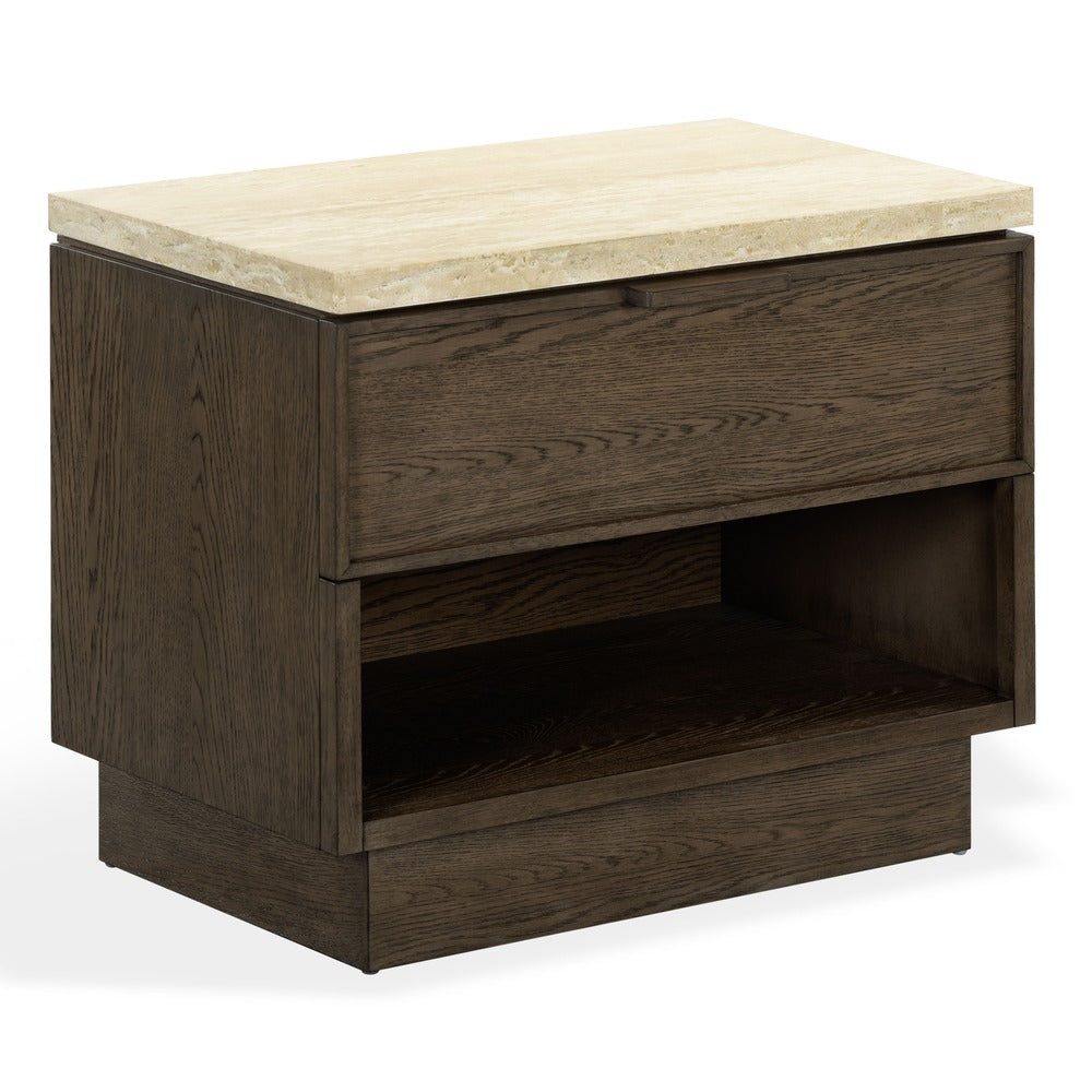 Safavieh - Alysandria Travertine Top 1 Drawer Nightstand / Dark Brown Oak / Travertine - SFV2254A view 3