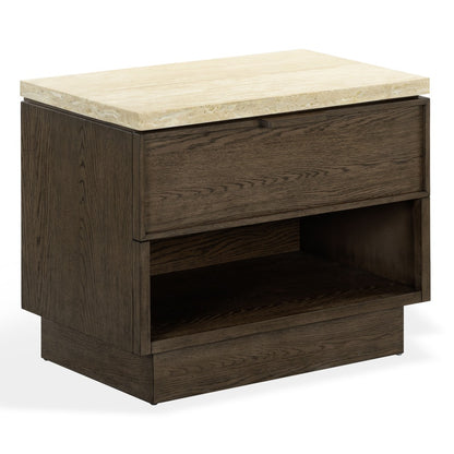 Safavieh - Alysandria Travertine Top 1 Drawer Nightstand / Dark Brown Oak / Travertine - SFV2254A view 3