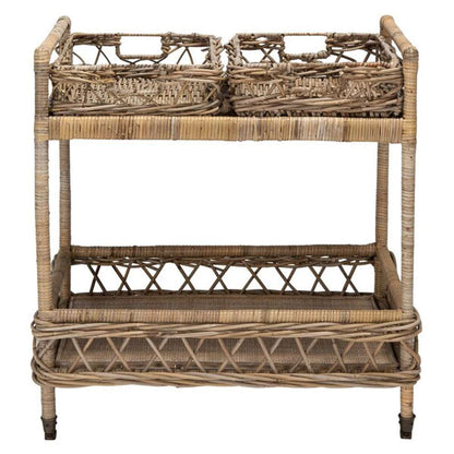 Safavieh - Ambrose 2 Tier Rattan Bar Cart - Natural Unfinished - Antique B - BCT6500A veiw 1