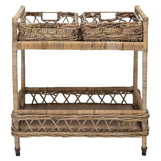Safavieh - Ambrose 2 Tier Rattan Bar Cart - Natural Unfinished - Antique B - BCT6500A veiw 1
