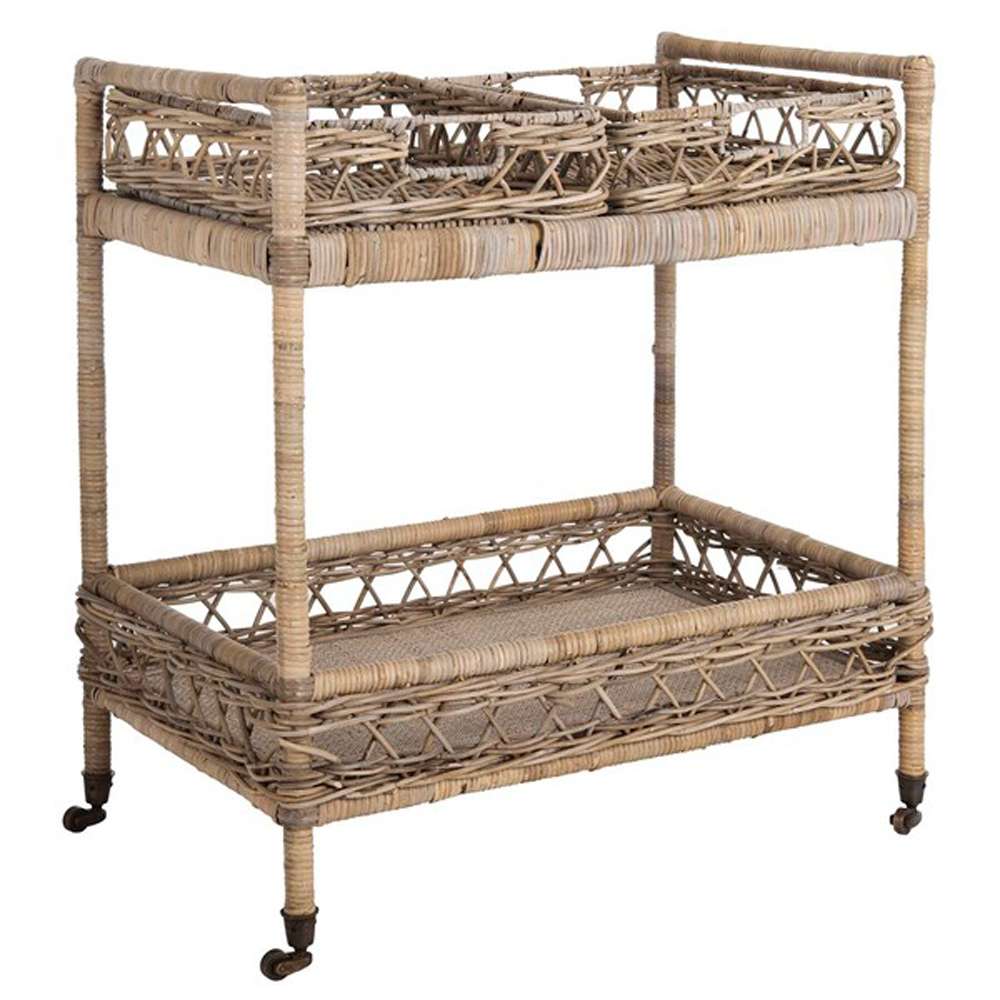 Safavieh - Ambrose 2 Tier Rattan Bar Cart - Natural Unfinished - Antique B - BCT6500A veiw 3