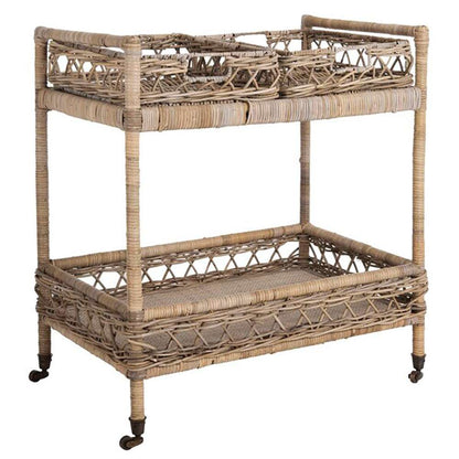 Safavieh - Ambrose 2 Tier Rattan Bar Cart - Natural Unfinished - Antique B - BCT6500A veiw 3