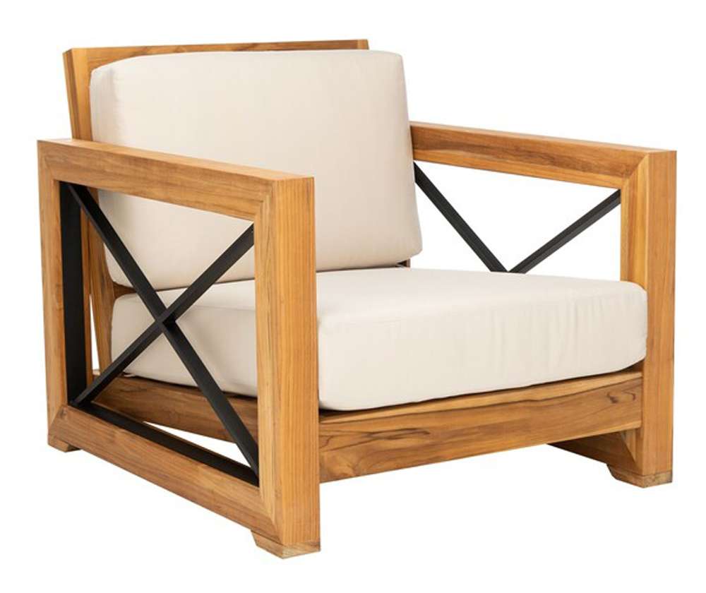 Safavieh - Couture - Andros Teak Patio Chair - Natural - Beige - CPT1045A veiw 3