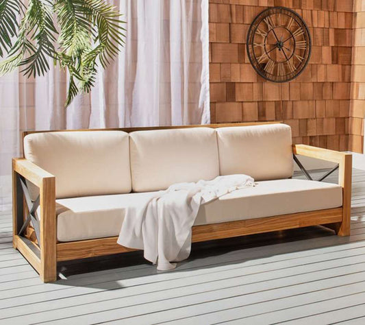 Safavieh - Couture - Andros Teak Patio Sofa - Natural - Beige - CPT1010A veiw 2