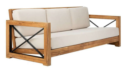 Safavieh - Couture - Andros Teak Patio Sofa - Natural - Beige - CPT1010A veiw 3