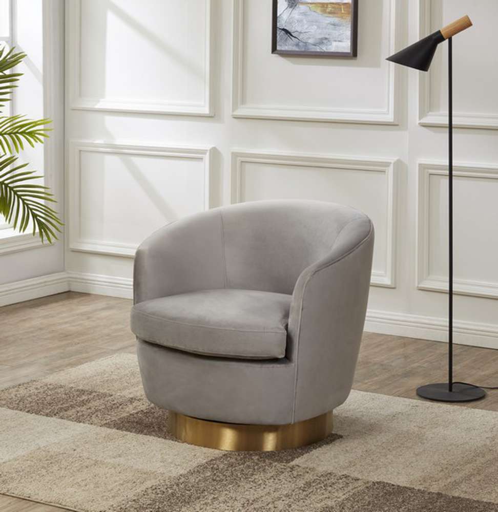 Safavieh - Couture - Annalee Swivel Accent Chair - Light Grey - Gold - SFV4772A veiw 2