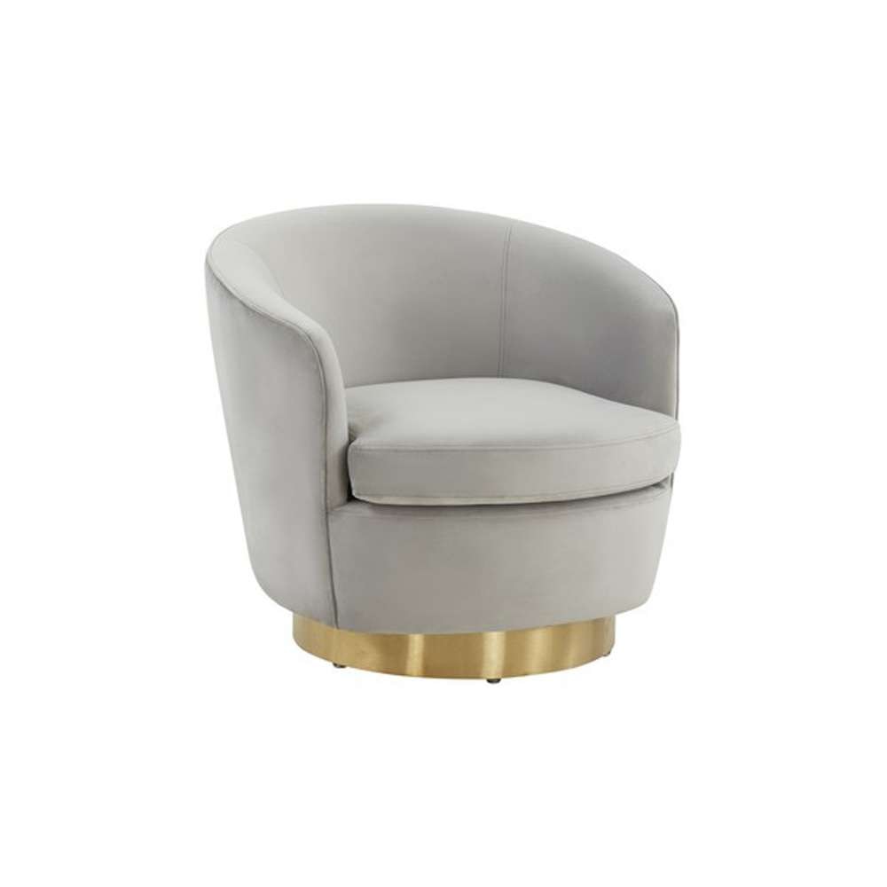 Safavieh - Couture - Annalee Swivel Accent Chair - Light Grey - Gold - SFV4772A veiw 3