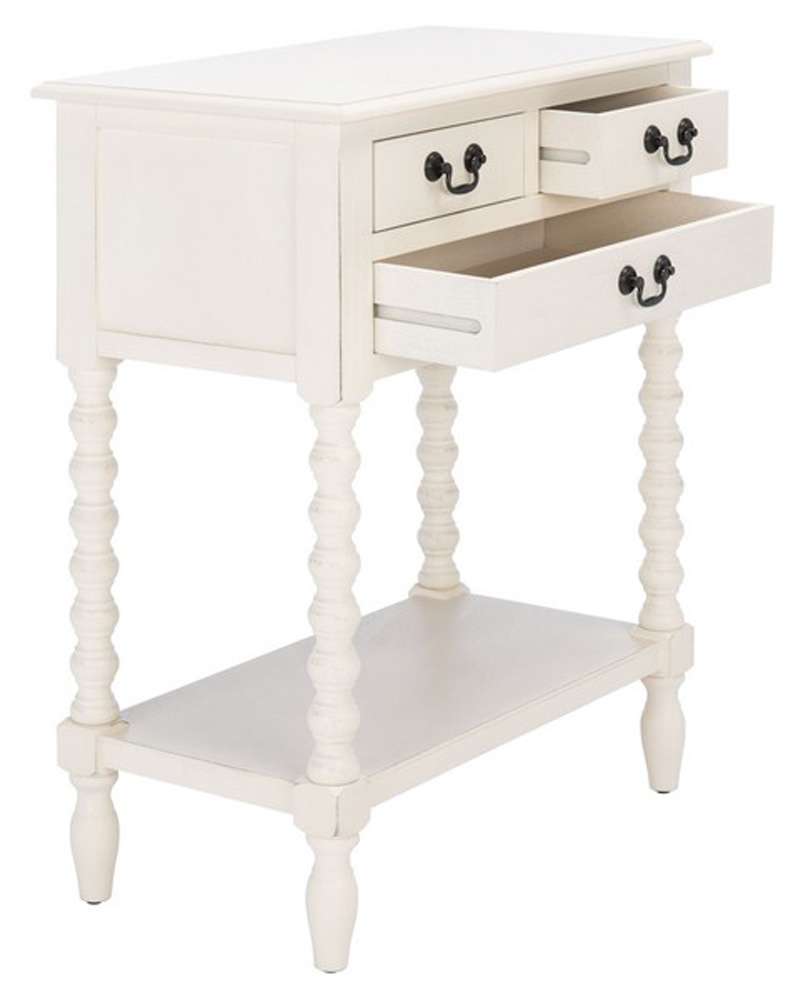 Safavieh - Athena 3 Drawer Console Table - Distressed White  - CNS5703A veiw 3
