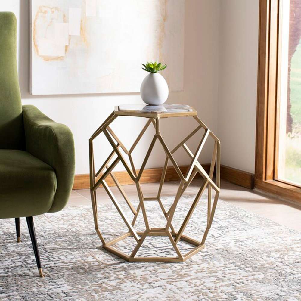 Safavieh - Ava Geometric Accent Table - Multi - Gold - ACC3700A veiw 3