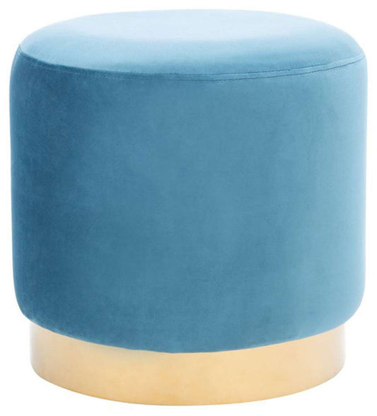 Safavieh - Azai Round Ottoman - Denim Blue - Gold - OTT7501C veiw 1