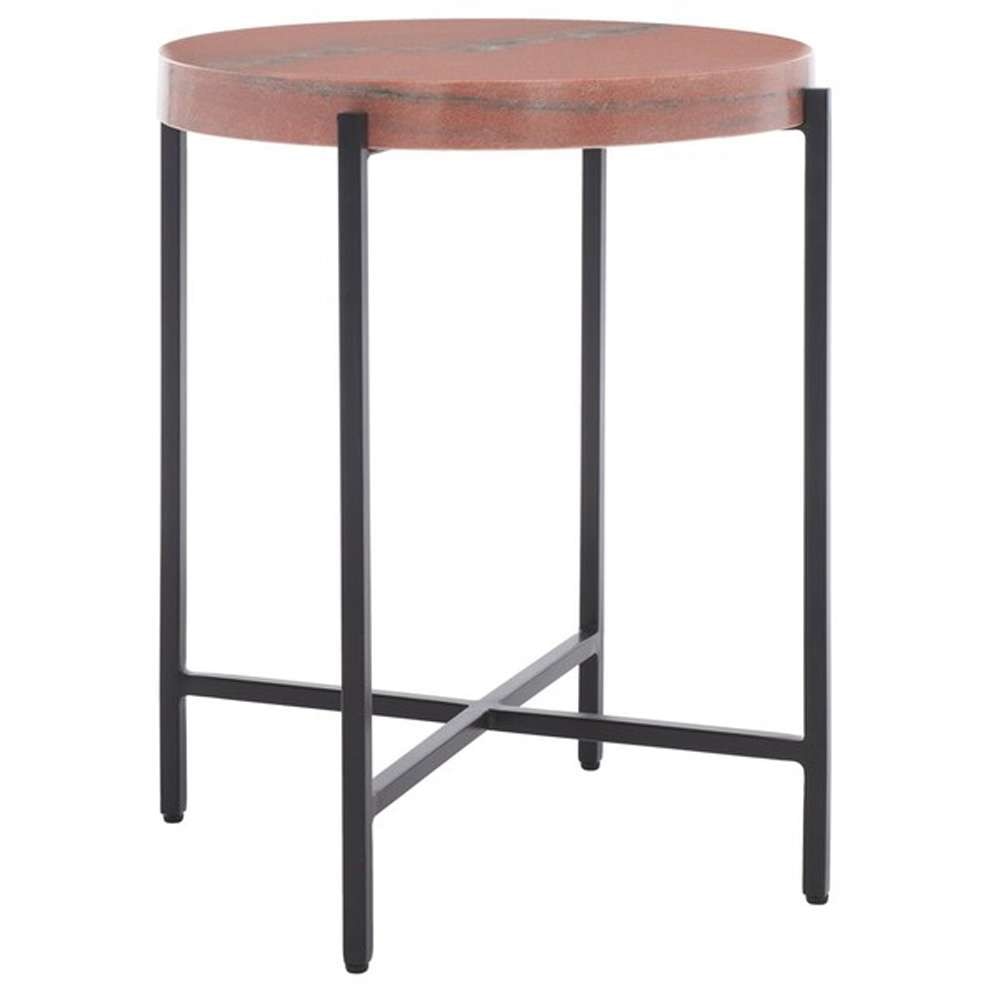 Safavieh - Azula Stone Top Accent Table - Burnt Orange - Black - ACC3706A veiw 2