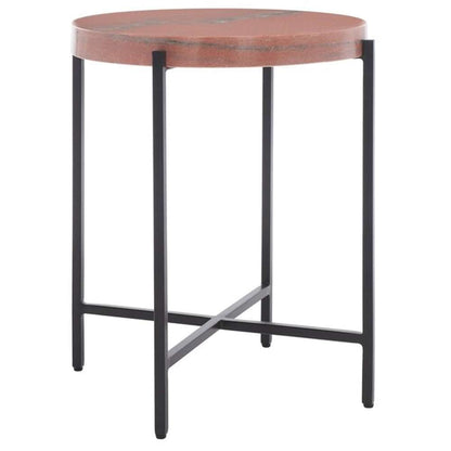 Safavieh - Azula Stone Top Accent Table - Burnt Orange - Black - ACC3706A veiw 2
