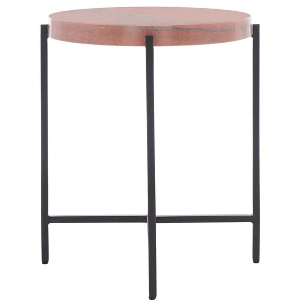 Safavieh - Azula Stone Top Accent Table - Burnt Orange - Black - ACC3706A veiw 3
