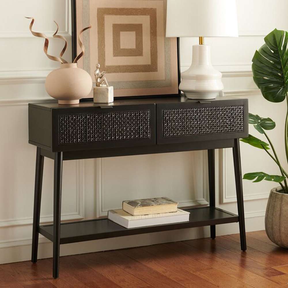 Safavieh - Baisley 2 Drw Rattan Console - Black - CNS5000B veiw 3