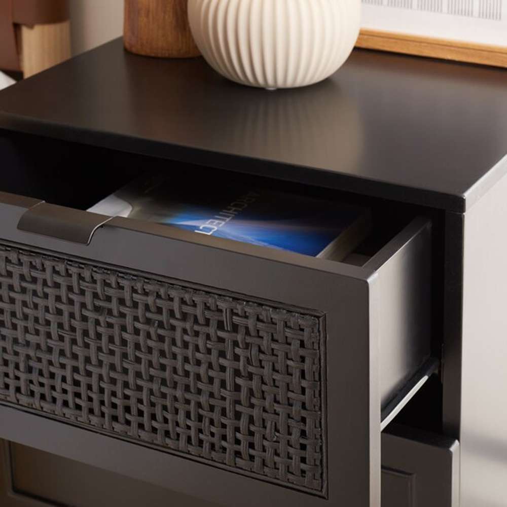 Safavieh - Baisley 2Drw Rattan Night Stand - Black - NST5003B veiw 2