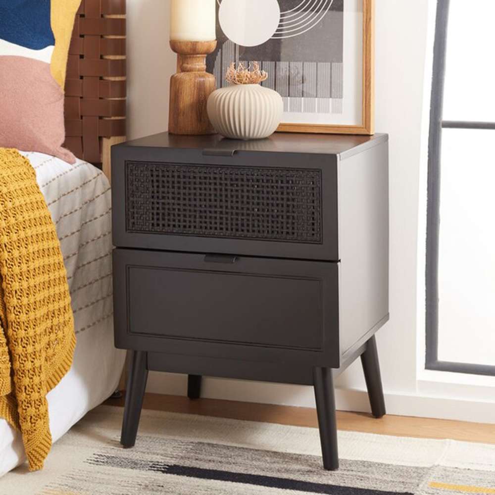 Safavieh - Baisley 2Drw Rattan Night Stand - Black - NST5003B veiw 3