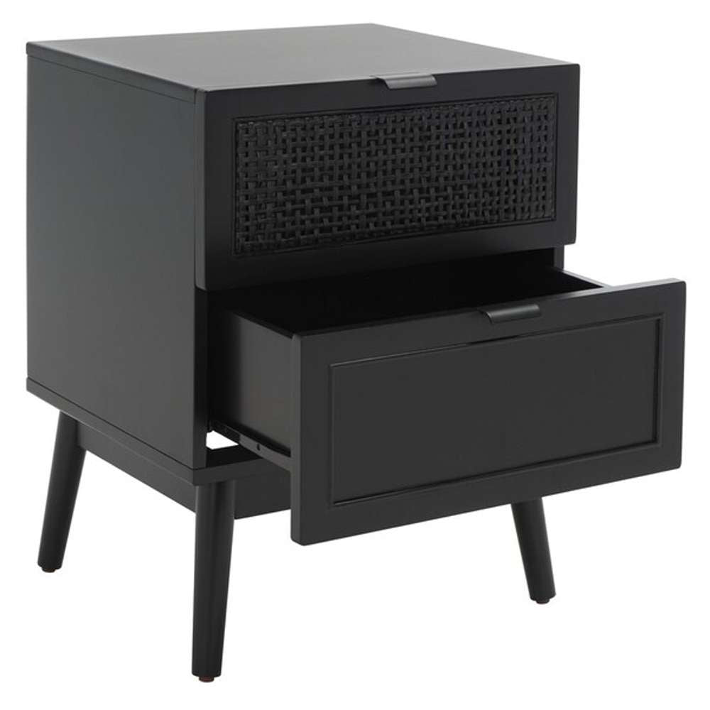 Safavieh - Baisley 2Drw Rattan Night Stand - Black - NST5003B veiw 4