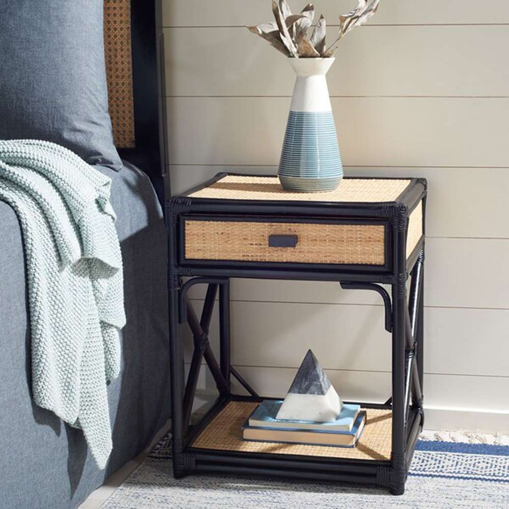 Safavieh - Bali 1 Draw 1 Shelf Nightstand - Black - Natural - NST4001C veiw 2