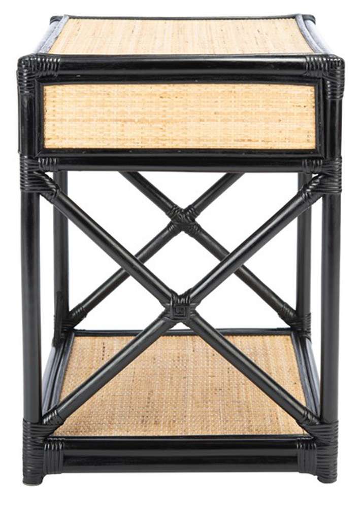 Safavieh - Bali 1 Draw 1 Shelf Nightstand - Black - Natural - NST4001C veiw 3