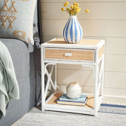 Safavieh - Bali 1 Draw 1 Shelf Nightstand - White - Natural - NST4001B veiw 2