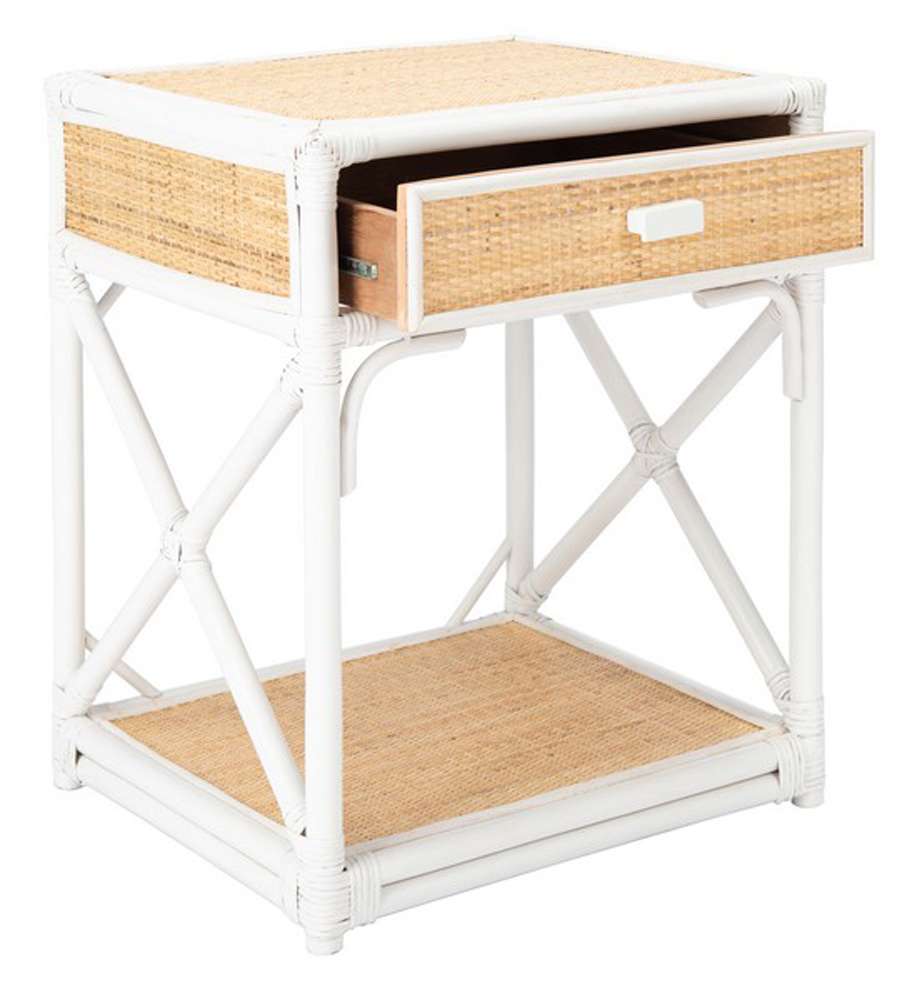 Safavieh - Bali 1 Draw 1 Shelf Nightstand - White - Natural - NST4001B veiw 4