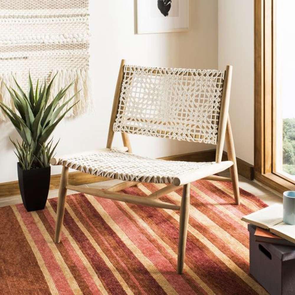 Safavieh - Bandelier Accent Chair - White - Natural - ACH1000A veiw 3