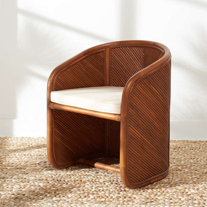 Safavieh - Couture - Barnette Rattan Pole Accent Chair - Amber - Beige - CWK2005A veiw 3