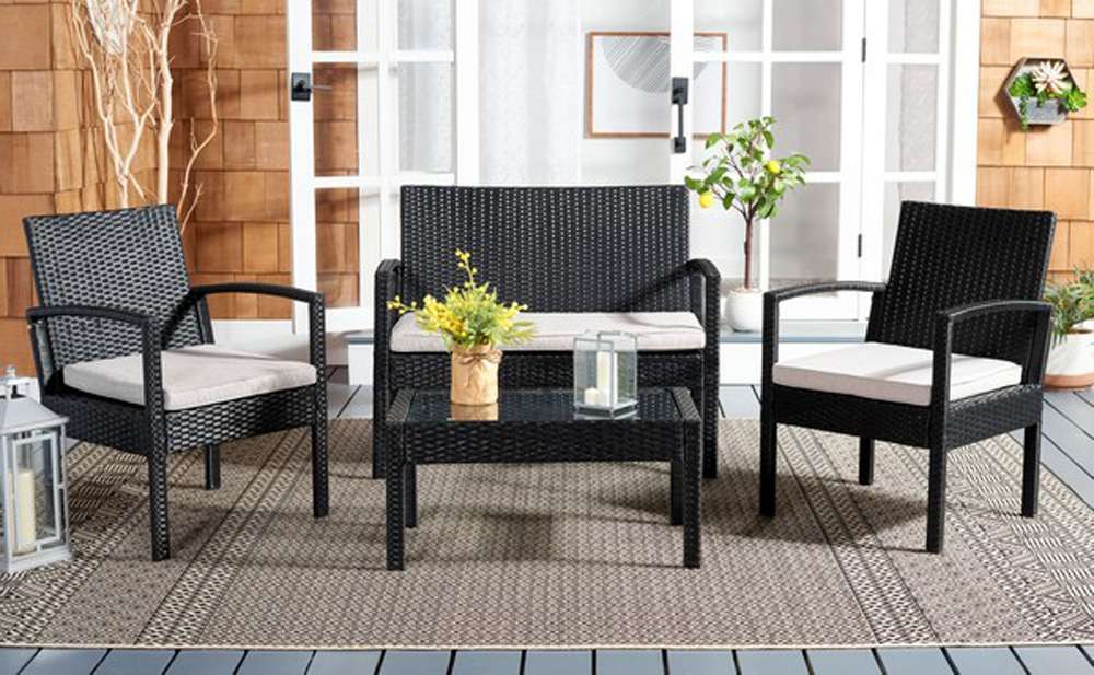Safavieh - Bassey 4Pc Living Set - Black - Light Grey - PAT7507E veiw 1