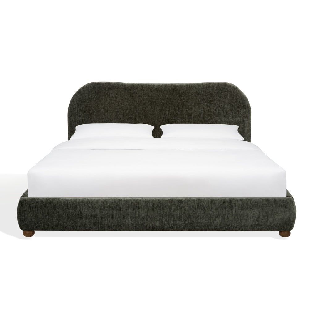 Safavieh - Beccarose Chenille King Bed / Dark Green / Walnut - SFV4811H-K-2BX view 1