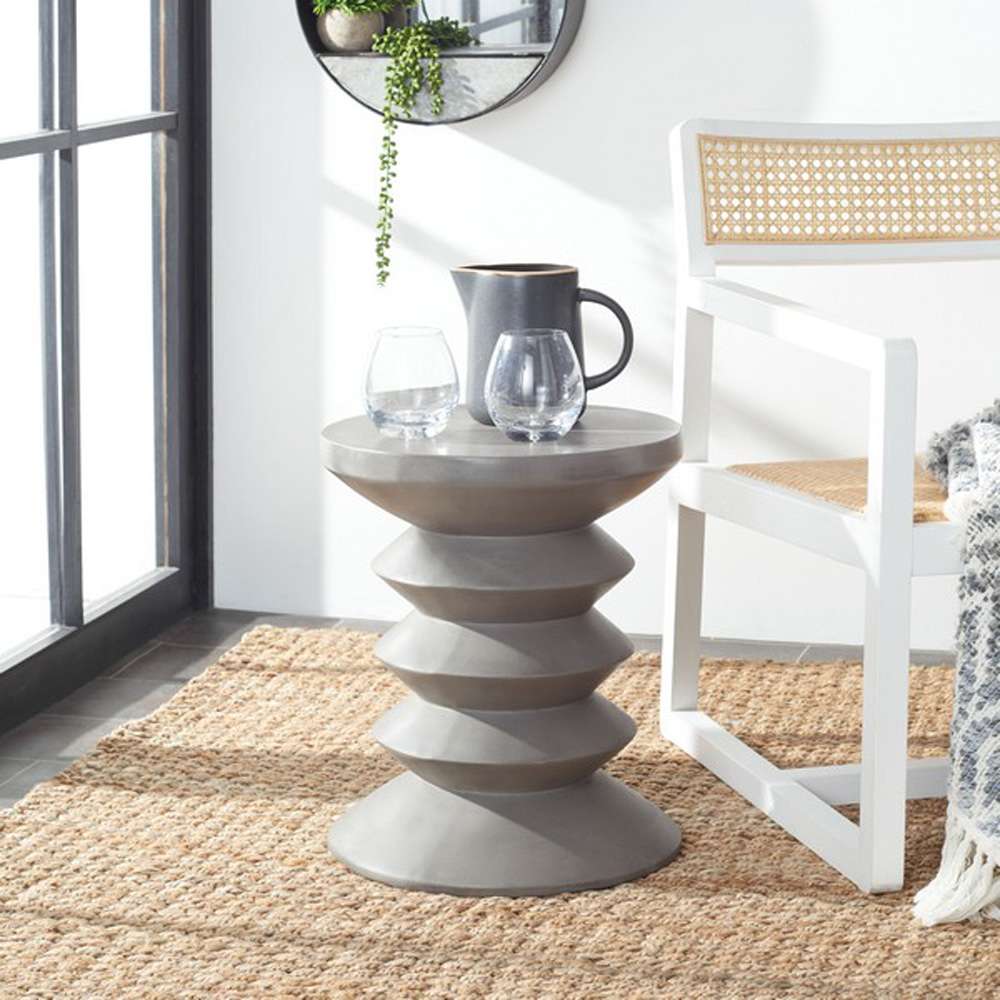 Safavieh - Benaya Concrete Accent Stool - Dark Grey - VNN1032A veiw 2