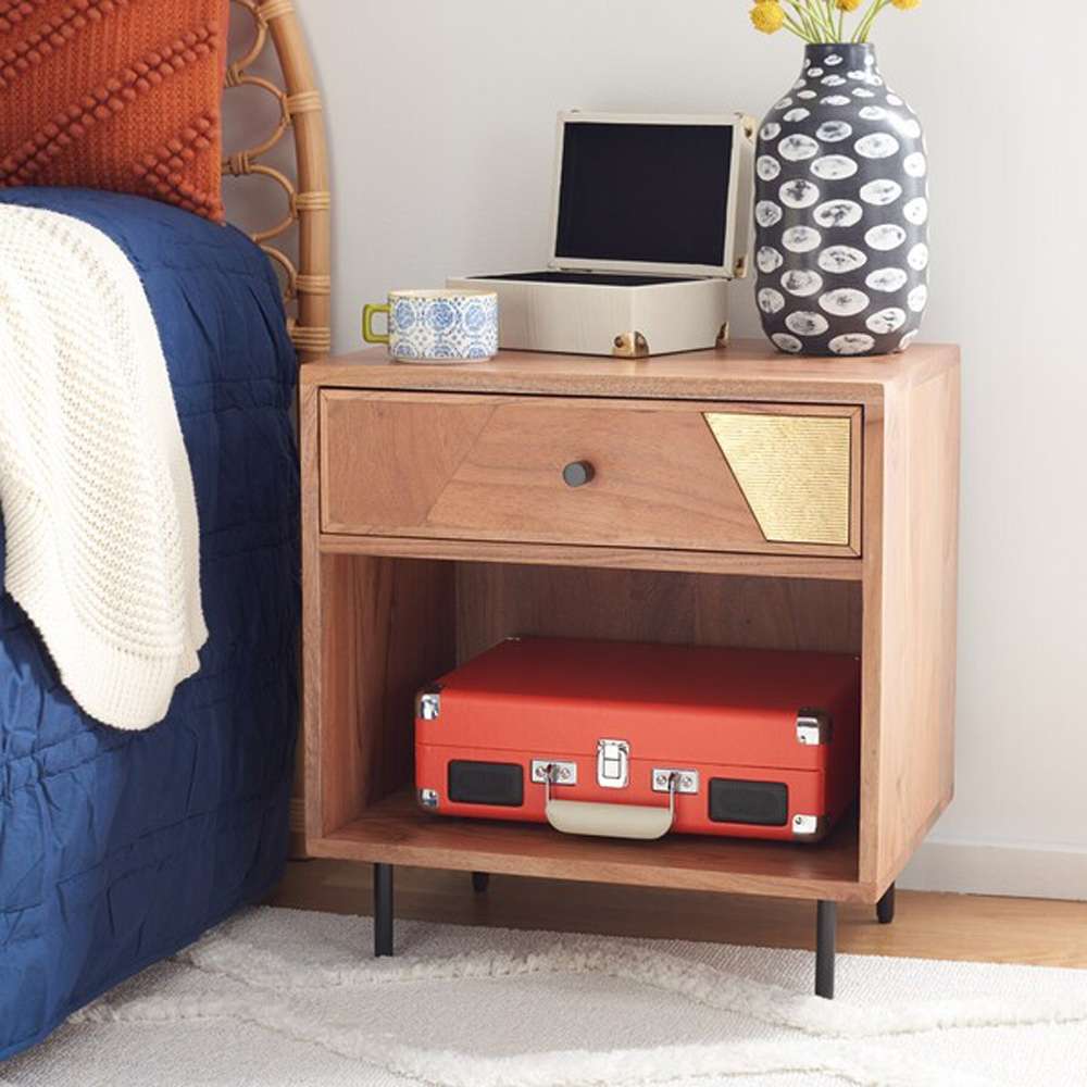 Safavieh - Benford 1 Drawer Nightstand - Natural - Gold - NST9010A veiw 3