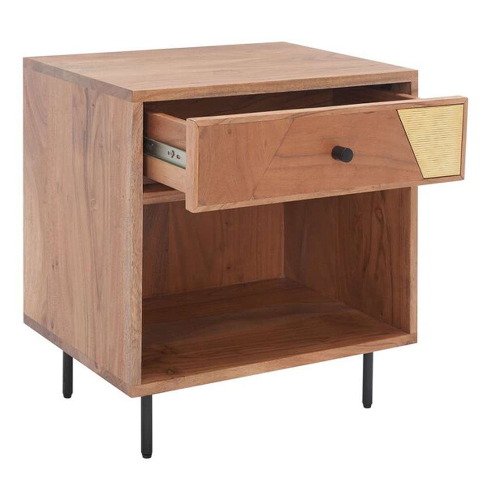 Safavieh - Benford 1 Drawer Nightstand - Natural - Gold - NST9010A veiw 4
