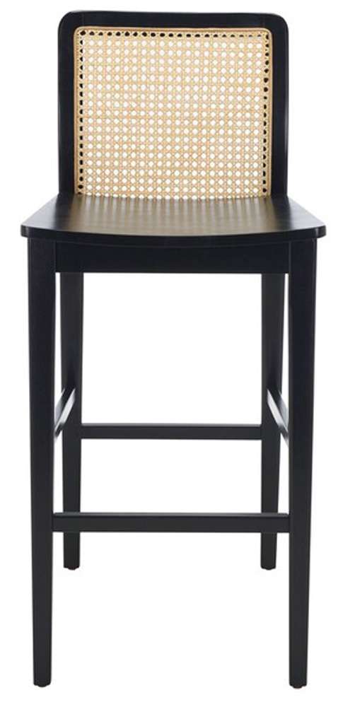 Safavieh - Benicio Rattan Bar Stool - Black - Natural  (Set of 2) - BST1507C-SET2 veiw 1