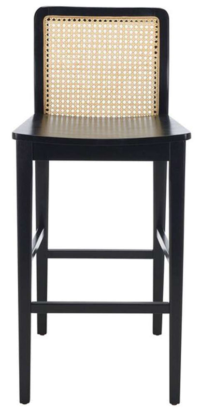 Safavieh - Benicio Rattan Bar Stool - Black - Natural  (Set of 2) - BST1507C-SET2 veiw 1