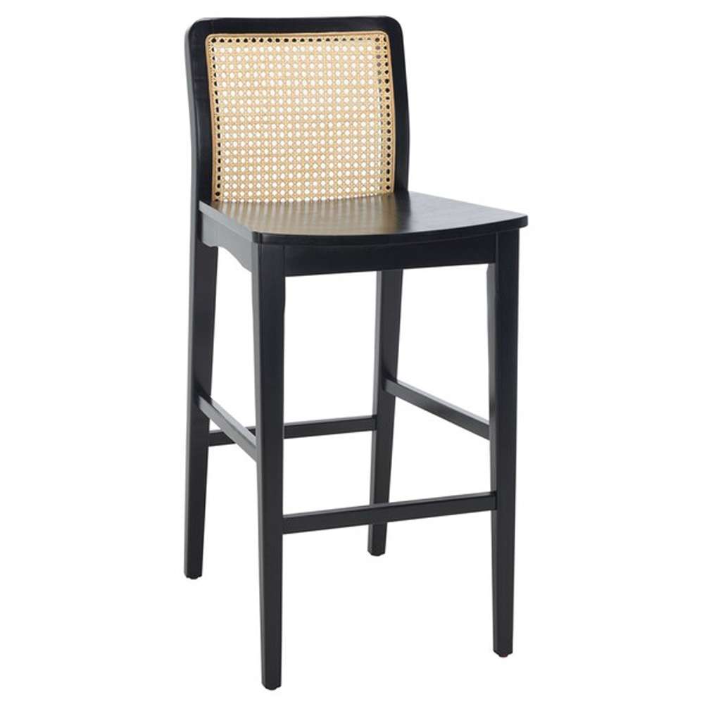 Safavieh - Benicio Rattan Bar Stool - Black - Natural  (Set of 2) - BST1507C-SET2 veiw 3