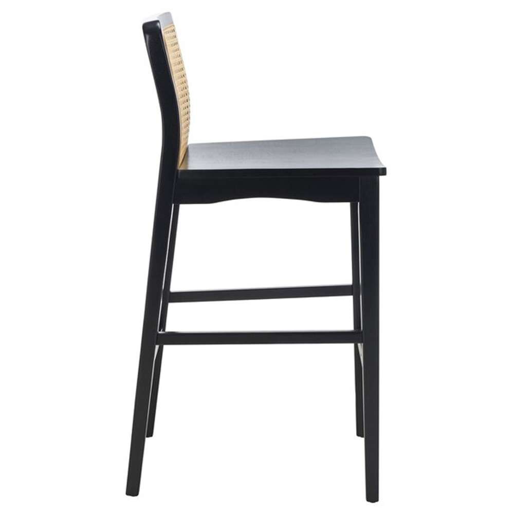 Safavieh - Benicio Rattan Bar Stool - Black - Natural  (Set of 2) - BST1507C-SET2 veiw 4