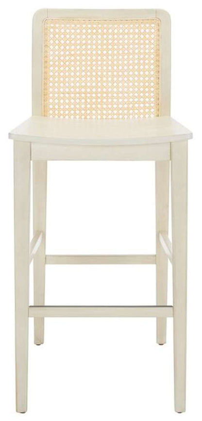 Safavieh - Benicio Rattan Bar Stool - White - Natural  (Set of 2) - BST1507B-SET2 veiw 1